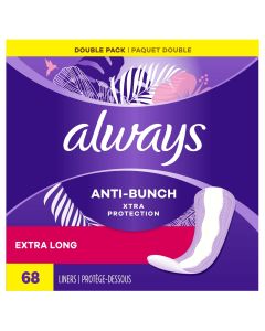 Always Anti-Bunch Xtra Protection Daily Liners Xtra Long Length, 68 Ct"