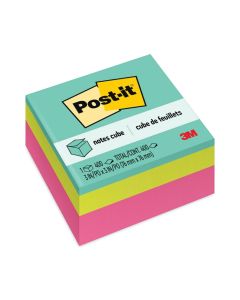 Post-it Original Cubes, 3"" x 3"", Aqua Wave Collection, 400 Sheets Per Cube"