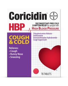 Coricidin HBP Antihistamine Cough & Cold Suppressant Tablets, 16 Count"