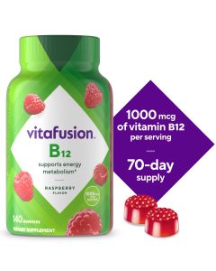 vitafusion Vitamin B12 Gummy Vitamins, Raspberry Flavored, 140 Count"