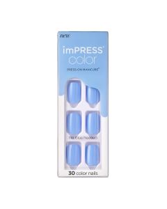 KISS imPRESS Color Press-on Nails Manicure, Baby Why so Blue, Short, Adult"