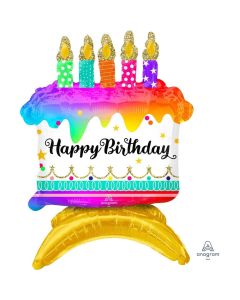 35 inch Birthday Cake (Air-Fill Only) Anagram Foil Mylar Balloon - Party Supplies Decorations