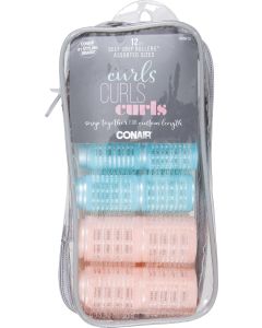 CONAIR Curls Curls Curls 12 Self-Grip Assorted Sizes Hair Rollers