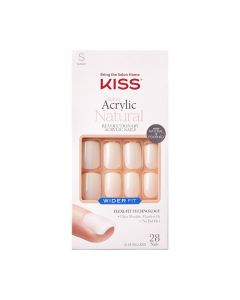 KISS Salon Acrylic Natural Fake Nails, Wider Fit, ‘Rare’, 28 Count"