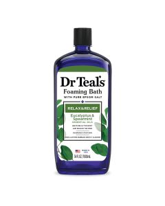 Dr Teal's Foaming Bath with Pure Epsom Salt, Relax & Relief with Eucalyptus & Spearmint, 34 fl oz."