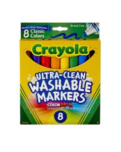 Crayola Washable Marker Set, 8-Colors, Broad, Classic"