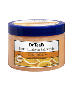 Dr Teal's Pink Himalayan Salt Scrub Glow & Radiance with Pure Epsom Salt & Citrus Essential Oils 16 oz