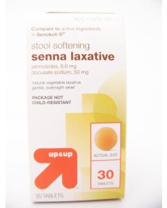 Up & Up Stool Softening Overnight Natural Vegetable Senna Laxative - 30 Tablets