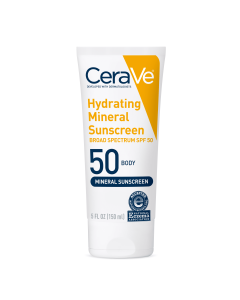 CeraVe Hydrating Body Mineral Sunscreen Lotion SPF 50 for All Skin Types, 5 fl oz"