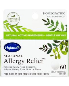 Allergy Pills by Hyland's Naturals, Non Drowsy Seasonal Allergy Relief, Safe and Natural for Indoor & Outdoor Allergies, 60 Quick Dissolving Tablets"