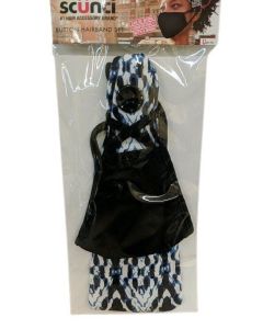 Scunci Button Hairband & Mask Set White/Navy