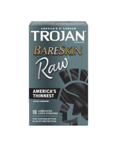 Trojan Bareskin Raw Condoms, Thin Condoms, 10 Count Lubricated Condoms"