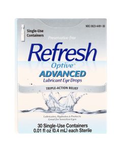 Refresh Optive Advanced Lubricant Eye Drops Preservative-Free Tears, 0.4 ml, 30 Count"