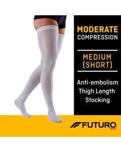 FUTURO Anti-Embolism Thigh Highs, Unisex, Medium Short, Moderate Compression"