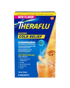 Theraflu Severe Cold Relief, Honey Ginger, 6ct"