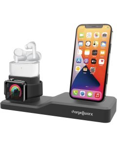 Chargeworx 3-in-1 Multi-Charging Stand for Apple Watch, iPhone & AirPods - Portable Charging Dock & Holder"