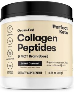 Perfect Keto Collagen Peptides Protein Powder with MCT Oil - Grassfed, GF, Multi Supplement, Best for Ketogenic Diets, Use as Keto Creamer, in Coffee and Shakes for Women & Men - Salted Caramel"