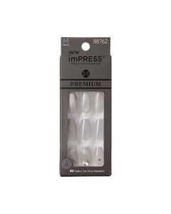 KISS imPRESS Premium Medium Coffin Press-On Nails, Glossy Gray, 30 Pieces"