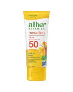 Alba Botanica Hawaiian Face Sunscreen Lotion SPF 50, Island Vibe, 3 fl oz"