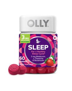 OLLY Sleep Aid Gummy, 3 mg Melatonin, Strawberry Flavor, 60ct"