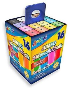 Sidewalk Chalk Box Set - 16 Assorted Colors - Roll Proof Design