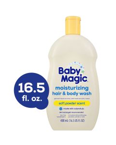 Baby Magic Tear-Free Gentle Hair & Body Wash for Infants, Soft Powder Scent, Hypoallergenic, 16.5 oz"