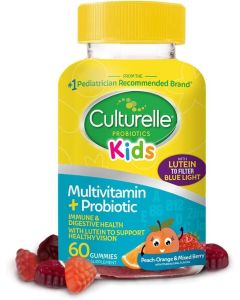 Culturelle Kids Multivitamin + Probiotic Gummies, Peach-Orange and Mixed Berry Flavors, 60 Count"