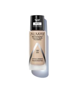 Almay Skin Perfecting Comfort Mattte Foundation Makeup, Hypoallergenic, 100 Cool Ivory, 1 fl oz"