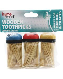 Home Smart 200 Per Jar Wooden Toothpicks (3-Pack) HS-01603 Pack of 36