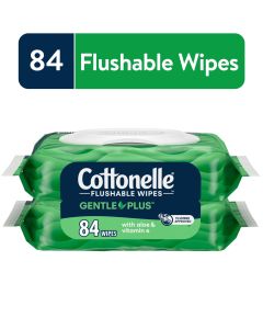 Cottonelle Gentle Plus Flushable Wipes, 2 Flip-Top Packs"