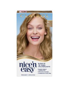 Clairol Nice'n Easy Permanent Hair Color Cream, 8A Medium Ash Blonde, Hair Dye, 1 Application"