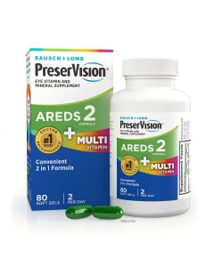 PreserVision AREDS 2 + Multivitamin, 2-in-1 Eye Vitamin, Contains Vitamin C, D, E & Zinc, 80 Softgels"