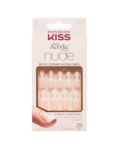 KISS Salon Acrylic French Nude, Press On Nails, Holla Back, Beige, Petite Squoval, 28 Count"