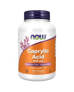 NOW Supplements, Caprylic Acid 600 mg, MCT (Medium-Chain Triglycerides), 100 Softgels"