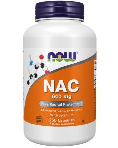 NOW Supplements, NAC (N-Acetyl Cysteine) 600 mg with Selenium & Molybdenum, 250 Veg Capsules"