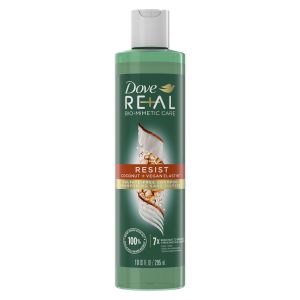 Dove Real Biomimetic Care Resist Daily Shampoo with Vegan Elastin All Hair Types, Coconut, 10 fl oz"