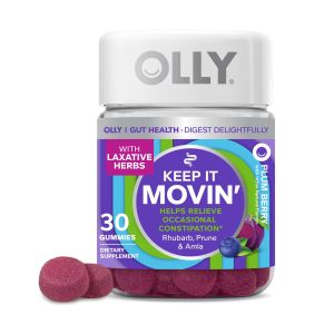 OLLY Keep it Moving Gummy Supplement, Constipation Support, Rhubarb, Prunes, AMLA, Plum Berry, 30 Ct"