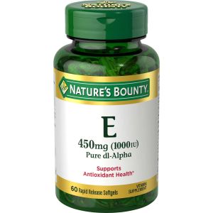 Nature’s Bounty Vitamin E 1000 IU Softgels for Heart Health Support, 60 Count"