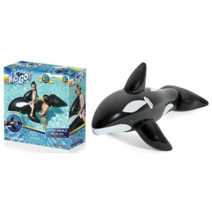 Bestway Jumbo Whale Black and White Ride-on Pool Float, Children 3+ Years"