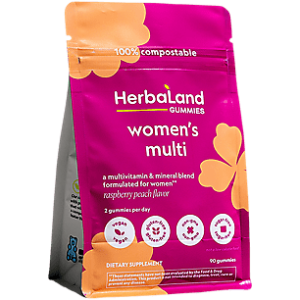 Herbaland - Women's Multivitamin Gummies - Vegan Vitamin Supplement, Raspberry Peach Flavor"