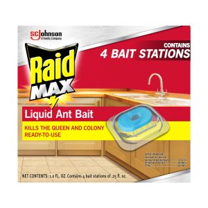 Raid Max Liquid Ant Bait, Kills the Colony, Ant Poison Bait Stations for Home, 4 Count"