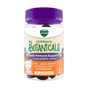 Vicks Children's Botanicals Daily Immune Support* + Antioxidant Action, Gummies, Made with Zinc, Goji Berry, Acerola Fruit, and Elderberry, 36 Ct"