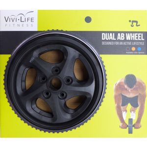 VIVI Life Fitness PF-V8182-BLK Dual Ab Wheel, Black"