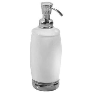 InterDesign York Soap Dispenser 8.25 in. H x 2.5 W x 2.5 in. L Chrome White Steel