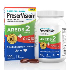 PreserVision AREDS 2 Eye Vitamins with CoQ10 for Heart Health, Lutein, Zeaxanthin, Vitamin C & E, Zinc, Copper, 100 Softgels"