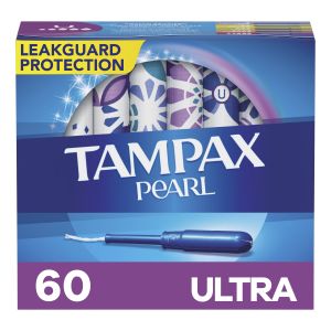 Tampax Pearl Tampons with LeakGuard Braid, Ultra Absorbency, 60 Ct"