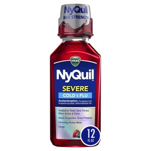 Vicks NyQuil Severe Cold and Flu Medicine, Liquid over-the-Counter Medicine, Berry, 12 oz"