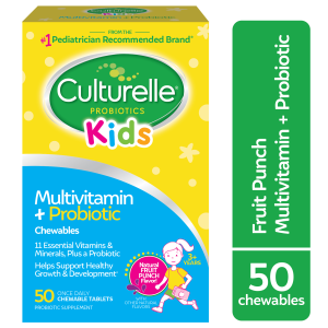 Culturelle Kids Multivitamin + Probiotic Chewable, Fruit Punch Flavor, 50 Count"