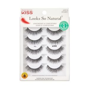 KISS Looks So Natural, False Eyelashes, Shy, 12 mm, Black, 5 Pairs"