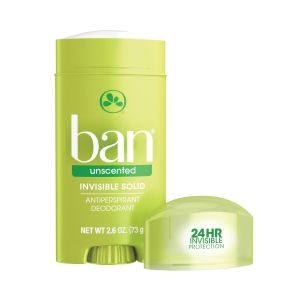 Ban Antiperspirant Deodorant Invisible Solid, Unscented, 2.6 oz"